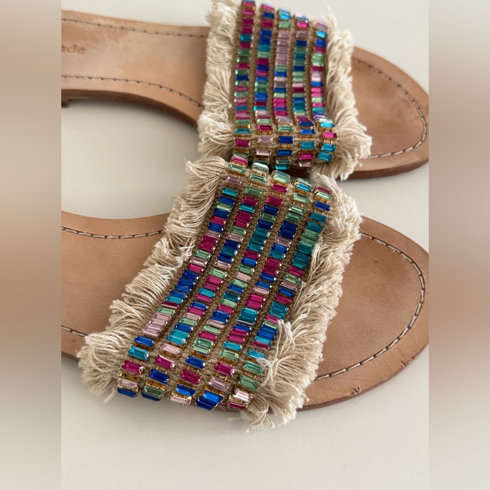 KATE SPADE Solaina Sandals Flat Multi Jeweled Embellished Slides - Size:8.5